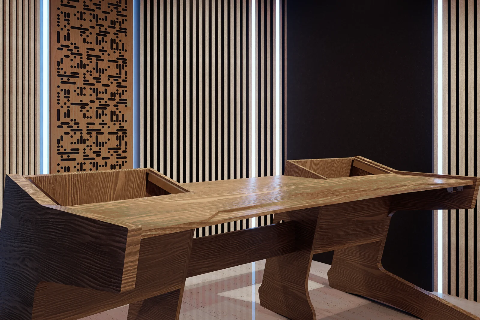 Mesa para estudio de grabación fabricada por Veil Acústica